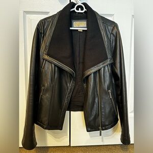 Michael Kors Black Mixed-Media Moto Jacket